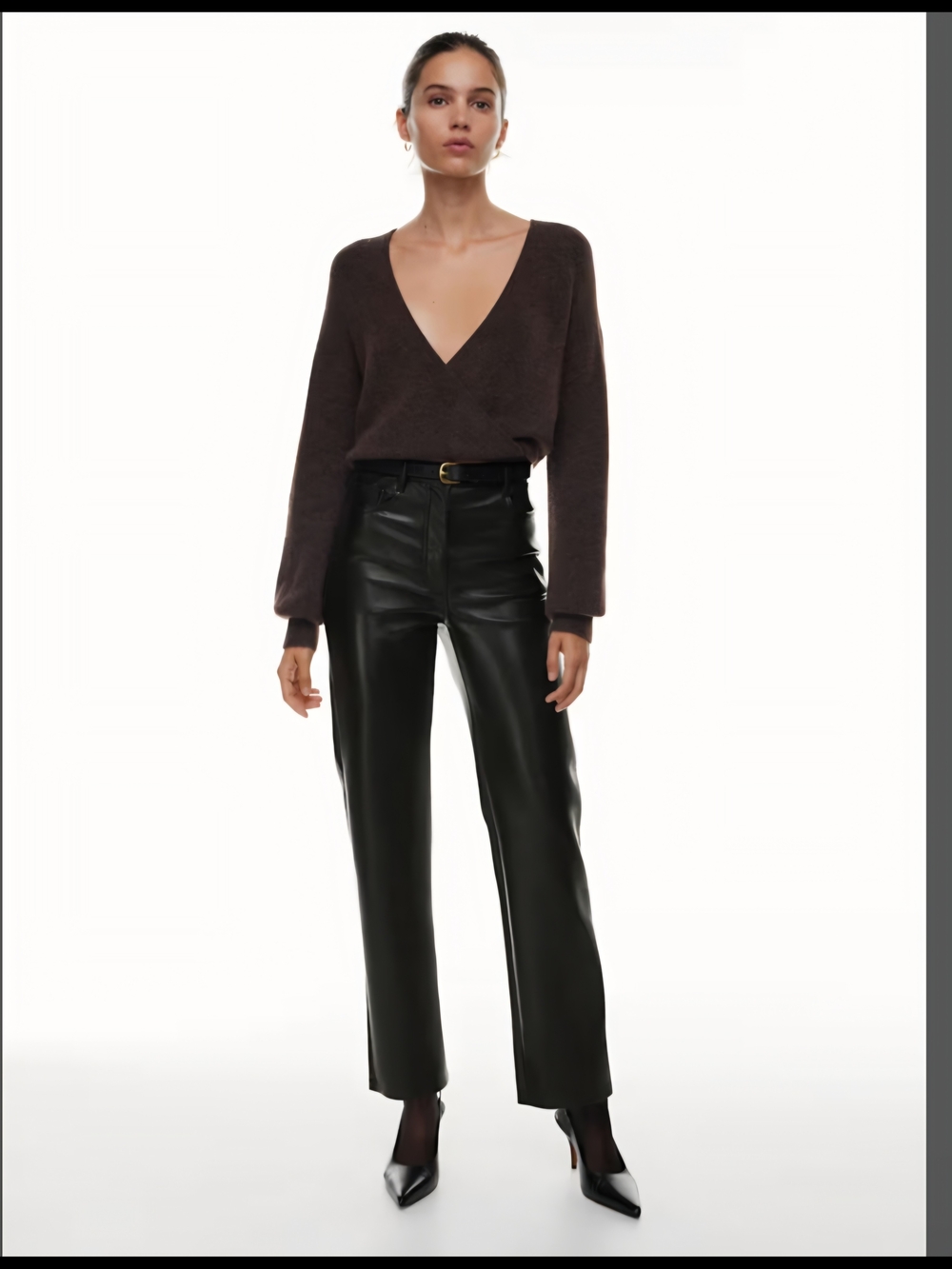 Wilfred Black Faux Leather Bikercore Feminine Chic Polished Pants - The Melina